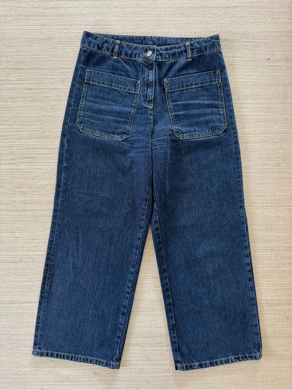 Vanessa Bruno Helias high rise wide leg dark blue crop jeans zip fly women’s 10